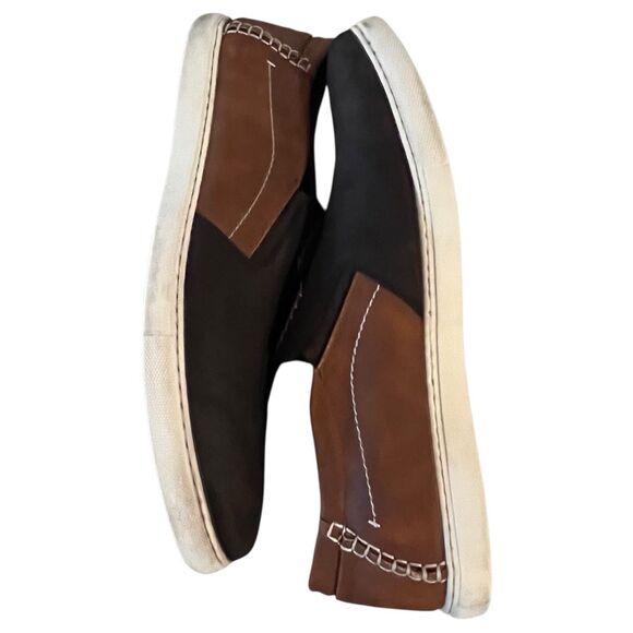 ECCO Brown Tan Nubuck Leather Moccasin Driving Loafer Mens Size EU 46 US 12